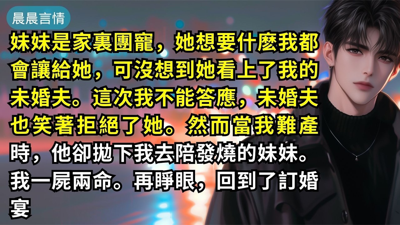 妹妹是家裏團寵，她想要什麽我都會讓給她，可沒想到她看上了我的未婚夫。這次我不能答應，未婚夫也笑著拒絕了她。然而當我難產時，他卻拋下我去陪發燒的妹妹。我一屍兩命。再睜眼，回到了訂婚宴