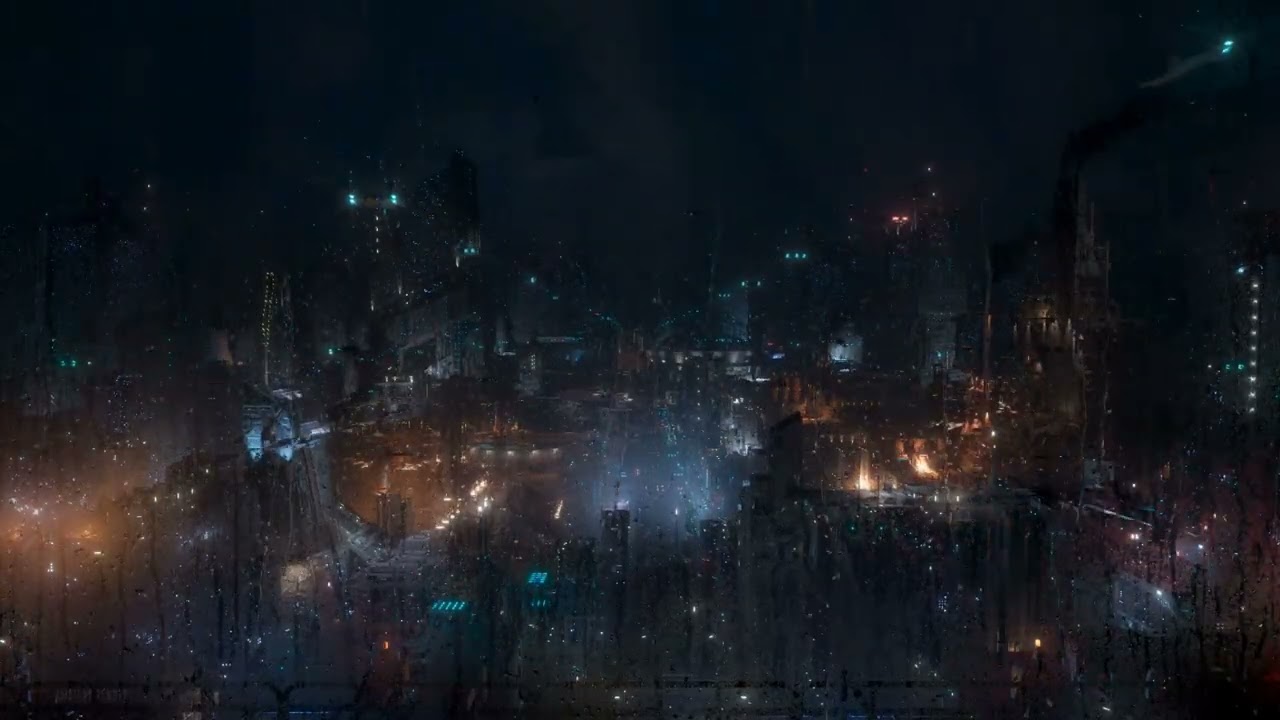Mystical Sky City with Flying Machines and Soft Thunder 4k view
