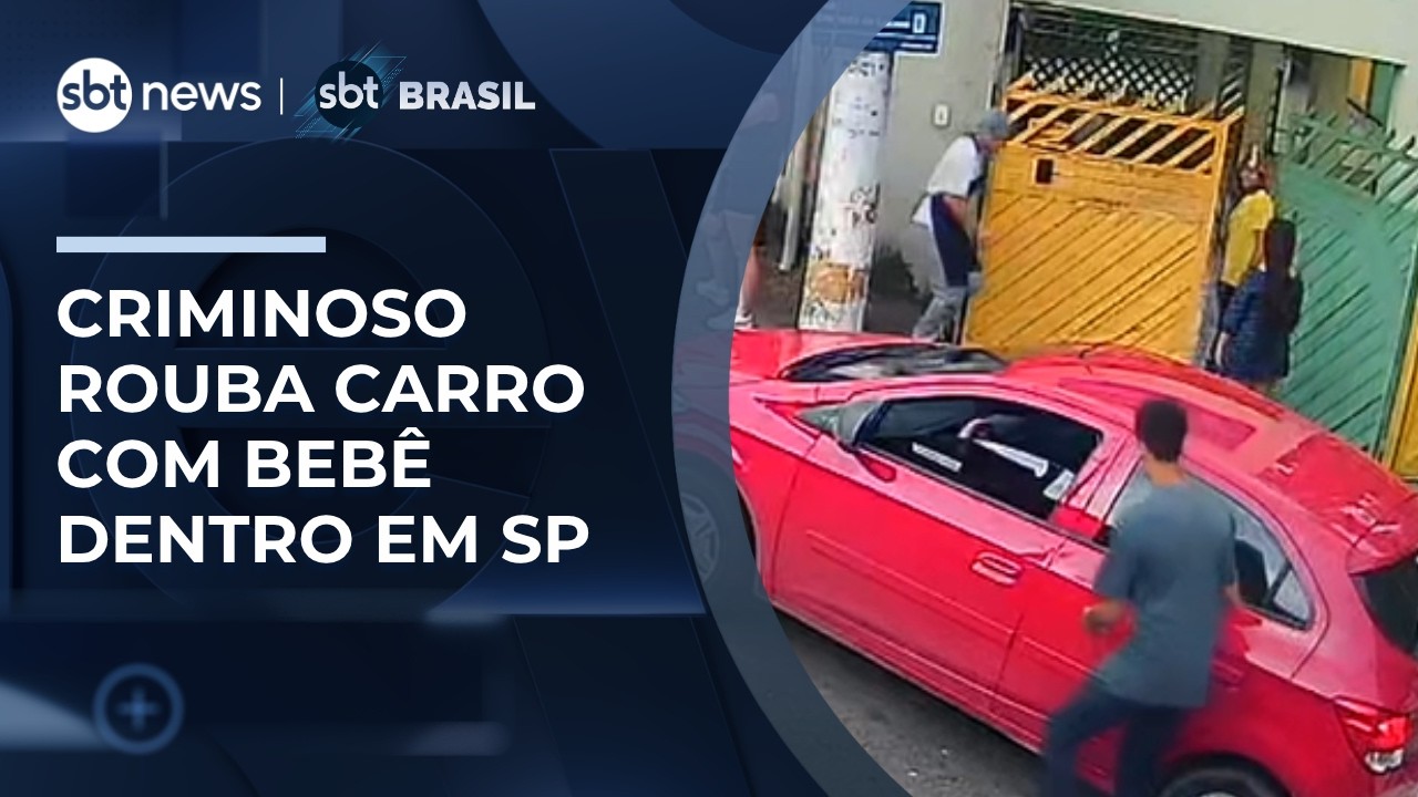 Criminoso rouba carro com bebê no banco de trás na porta de escola em SP | #SBTBrasil