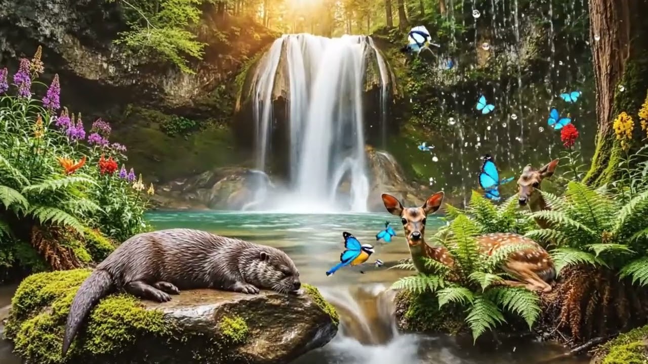 Relaxing Waterfall Nature Music | Meditation Music | Stress Relief, Relaxation & Deep Sleep
