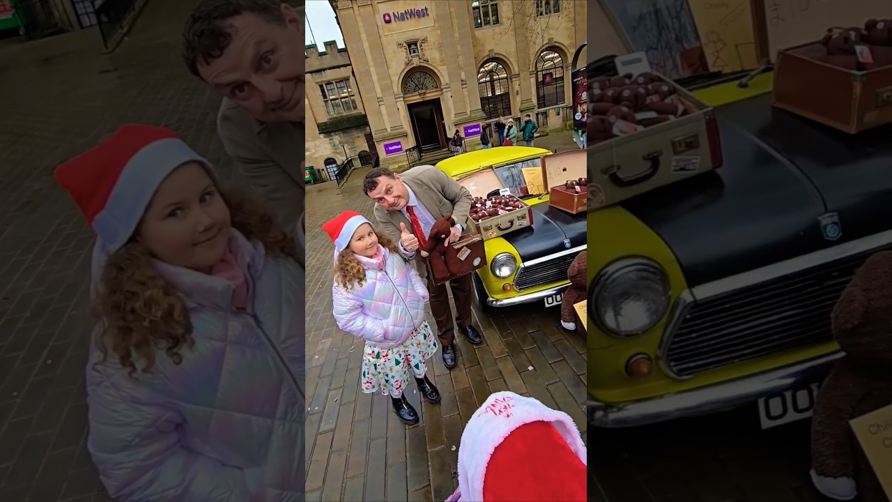WOW, We met Mr. Bean?🎉😯#shorts #mrbean #charity #mrbeancar #fun #car #teddy #coolcar #wow #teddybear