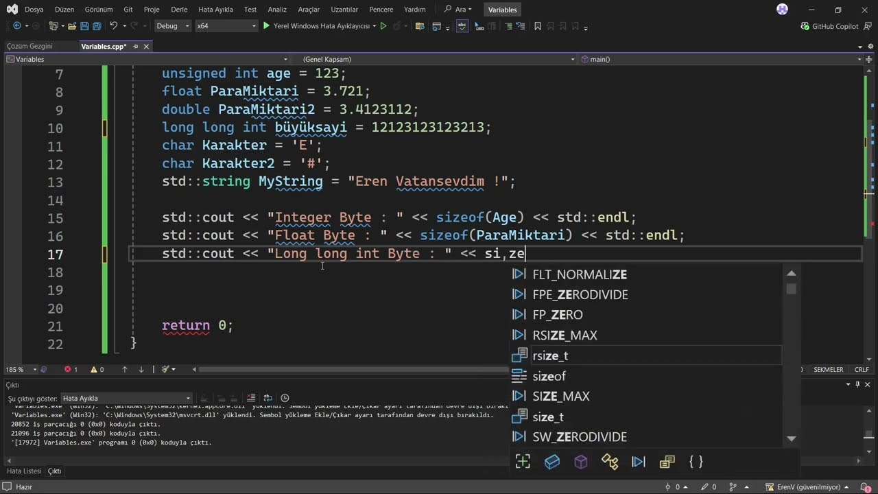 C++ Değişkenler (Variables) ve Veri Tipleri | Sıfırdan TEX'e #2