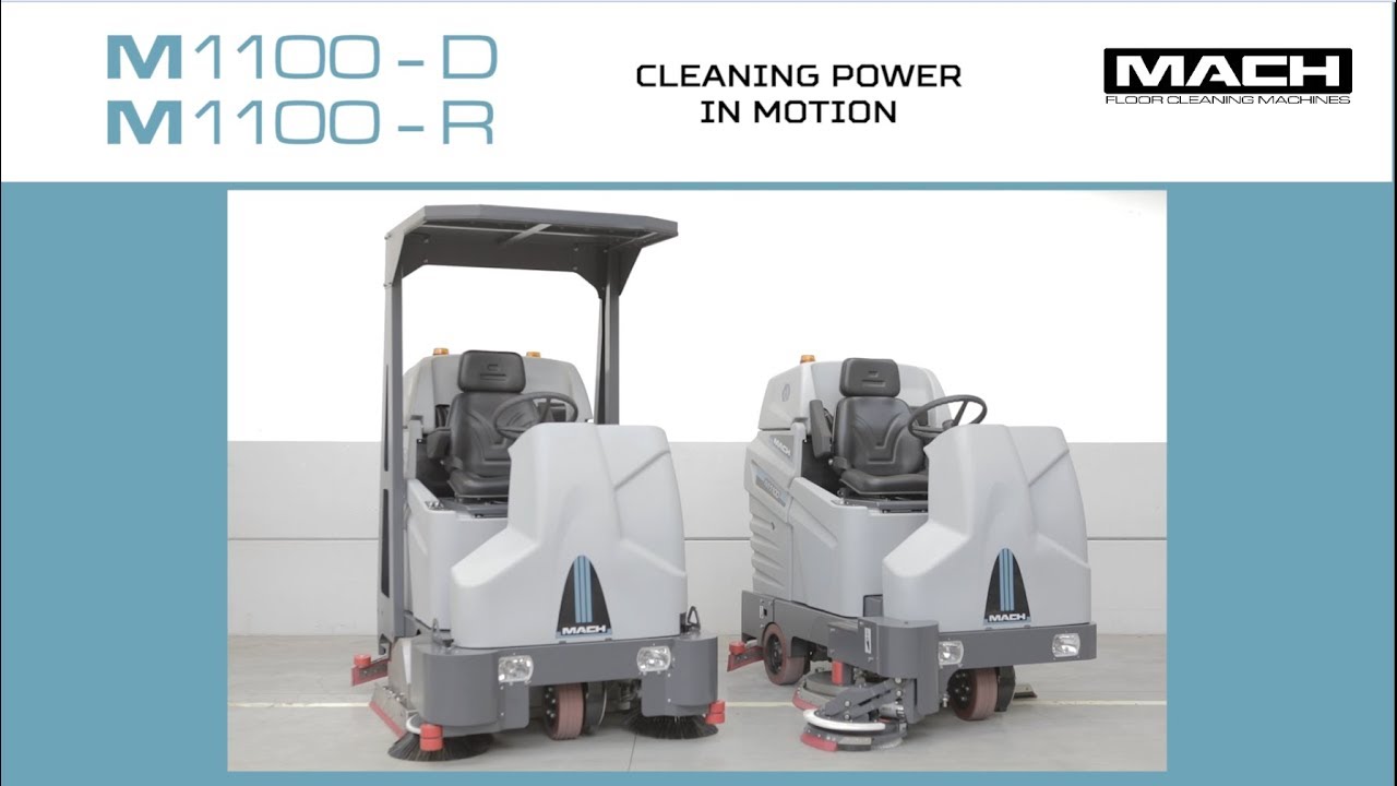 MACH M1100 industrial floor cleaning machine with disc brush or cylindrical sweep and scrub brush