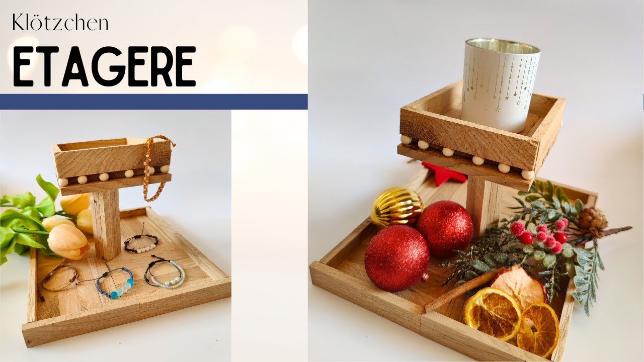 DIY Etagere aus Holzklötzchen & Holzperlen | Klötzchenfieber | Klötzchen DIY Boho Deko Anleitung