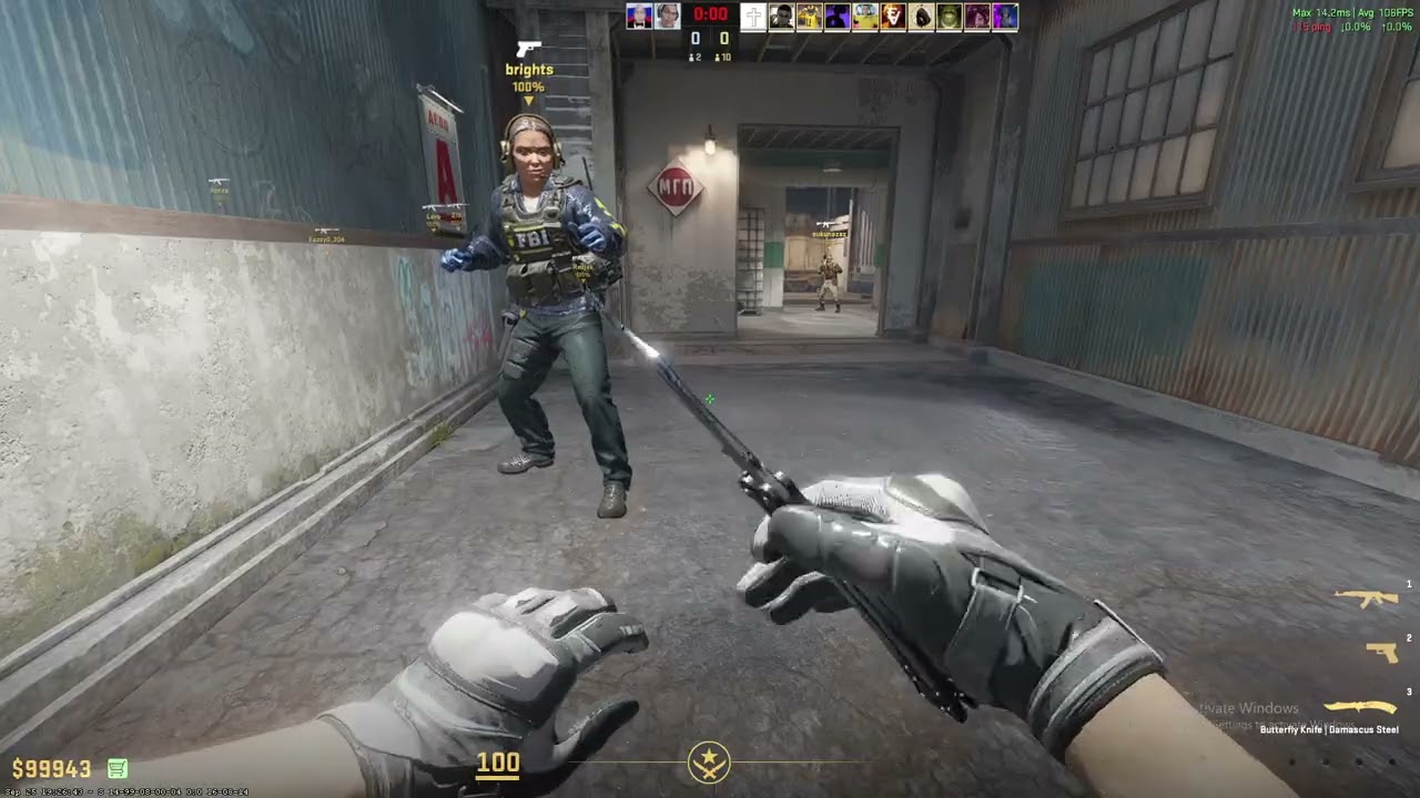 CS2 | Moto Gloves MW Smoke Out + Damascus Steel Butterfly Knife | Train