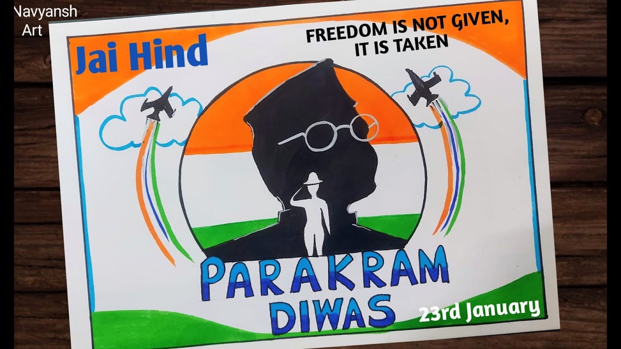 Parakram Diwas poster drawing / Netaji Subhash Chandra Bose Jayanti drawing / Republic Day drawing
