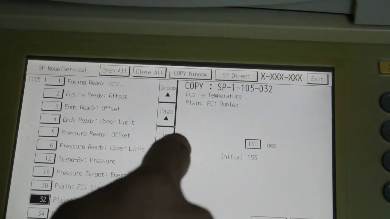 تغيير حرارة سخان ماكينة تصوير وطابعة ريكو اى موديل fuser temp  adjustment