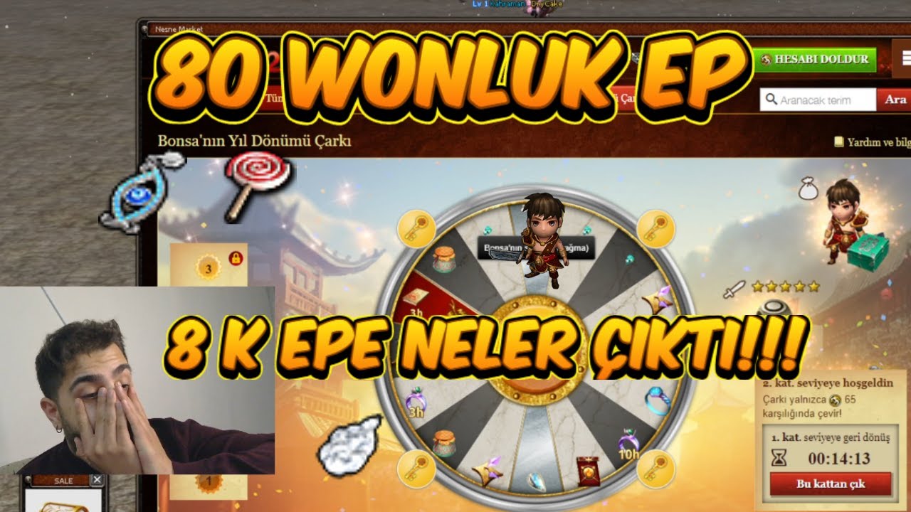 80 WONLUK EPLE BONSA ÇARKINDAN NE ÇIKTI??? METİN2 SAFİR BONSANIN ÇARKI