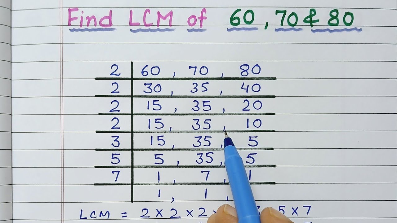Find LCM of 60, 70 & 80 by Prime Factorisation Method | LCM kaise nikale | least common multiple