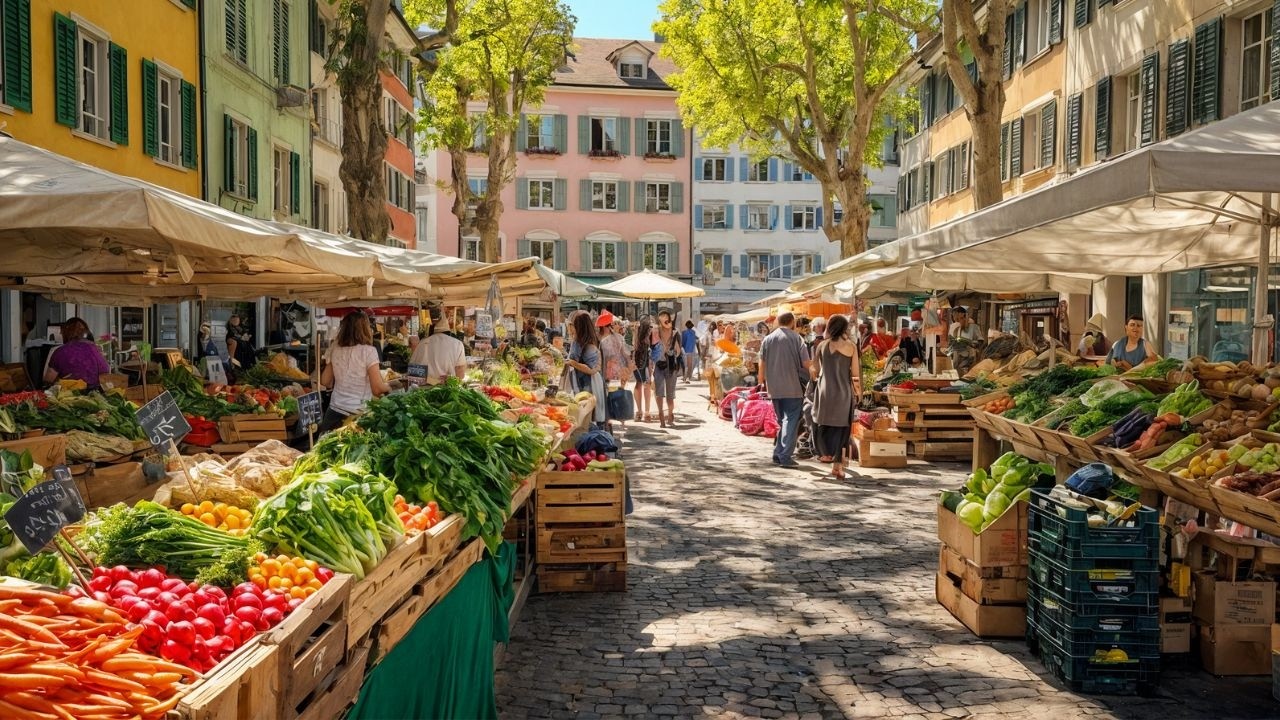 ЛЕТНИЙ УТРЕННИЙ РЫНОК В ЦЮРИХЕ 🇨🇭 | САМЫЙ КРАСИВЫЙ ГОРОД ШВЕЙЦАРИИ