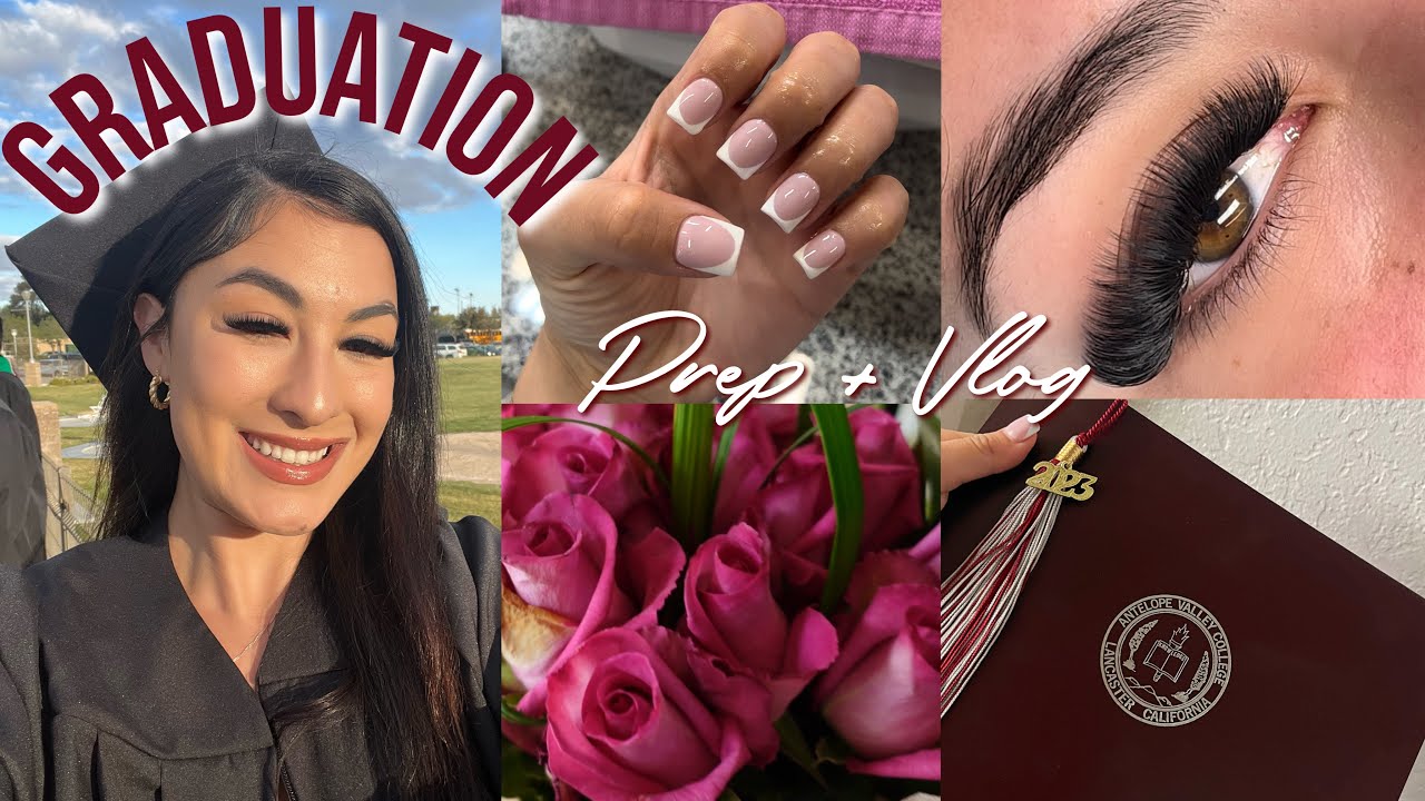 grwm for college graduation prep + vlog | class of 2023 ♡ (nails, lashes, & more! )