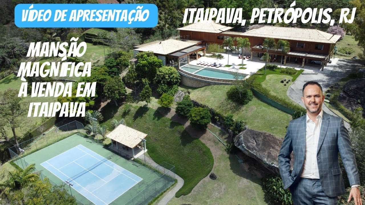 Mansão magnífica e luxuosa à venda em condomínio fechado de Itaipava, RJ | Vídeo de apresentação