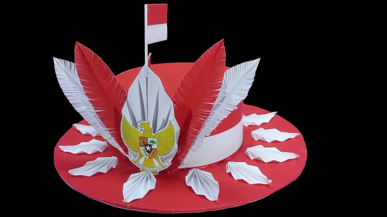 Cara membuat topi KOBOI GARUDA MERAH PUTIH dari kardus dan kertas asturo | karnaval 17- an
