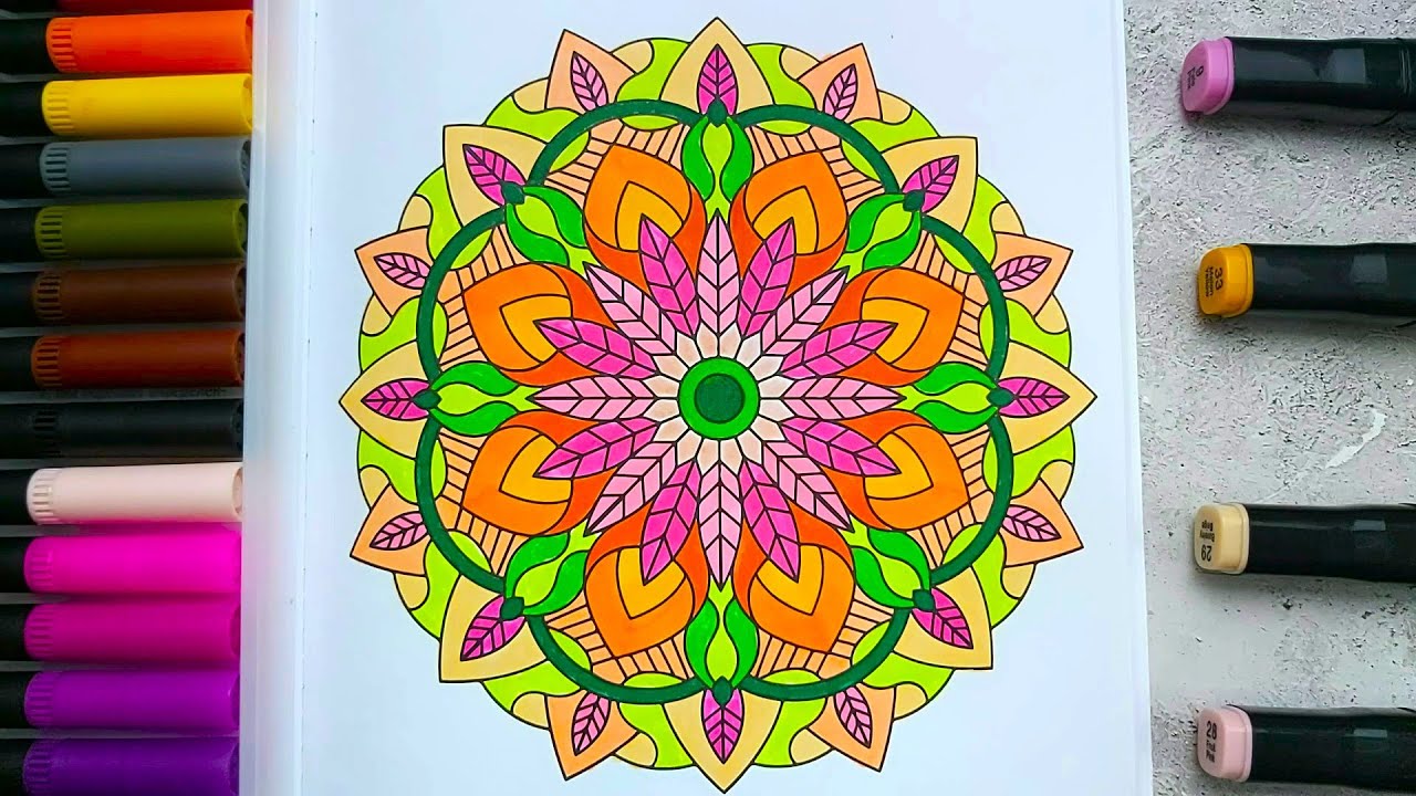 Relaxing Coloring (No talking) I Oddly Satisfying Mandala Coloring I ASMR I Meditation #41