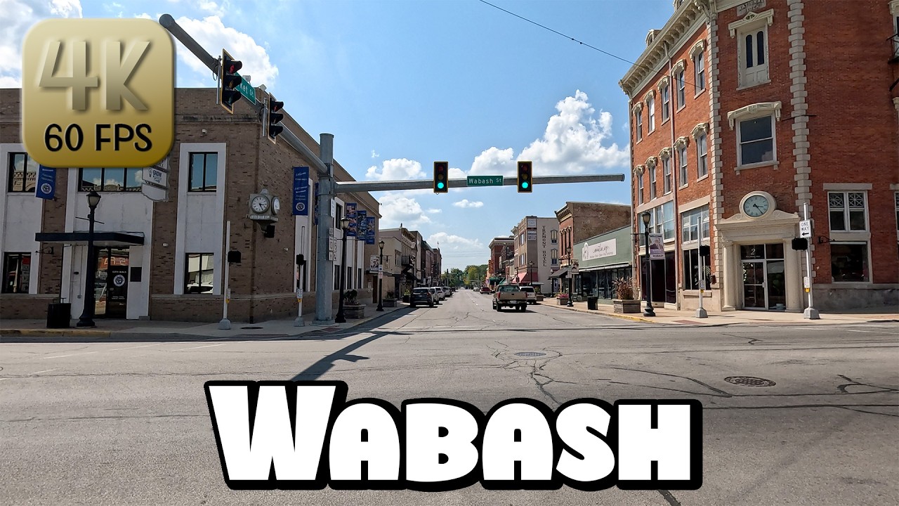 Driving Around Small Town Wabash, Indiana in 4k Video