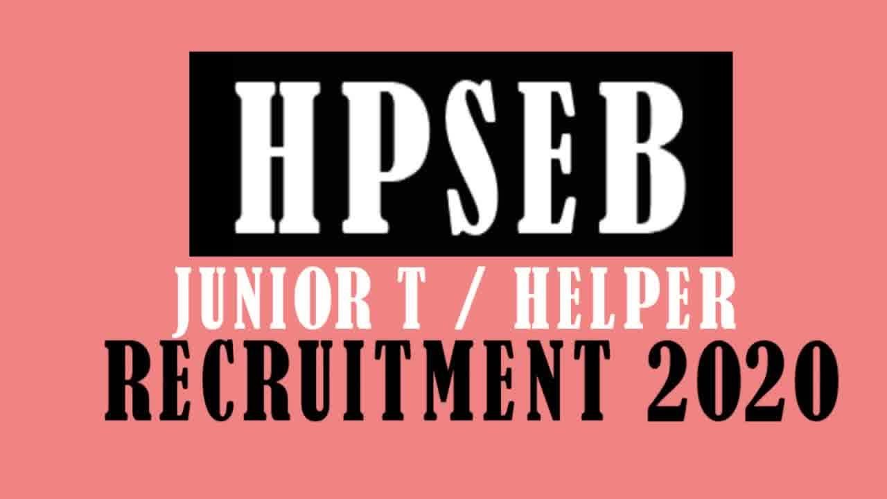 HPSEB Junior T Mate Recruitment 2020| HPSEB Junior Helper Recruitment 2020 | Syllabus