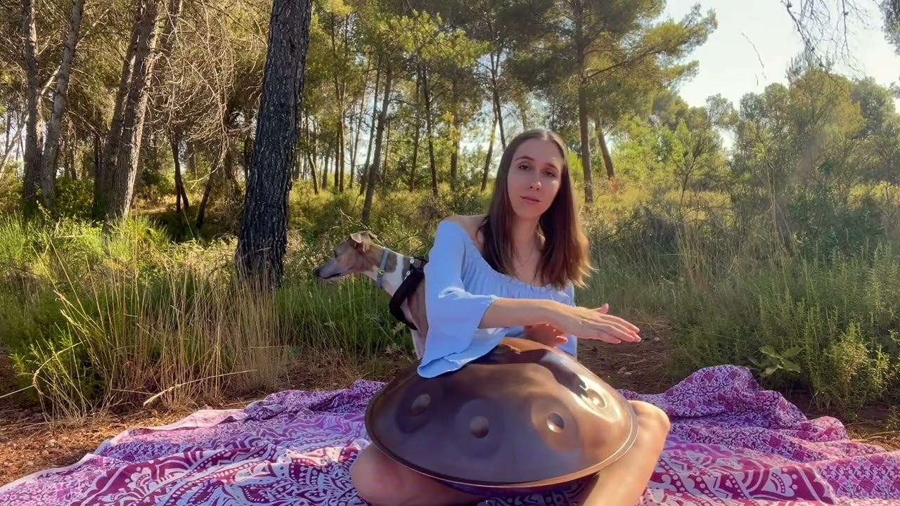 Handpan in the Forest | Soothing ASMR with Loud Crickets & Nature Sounds