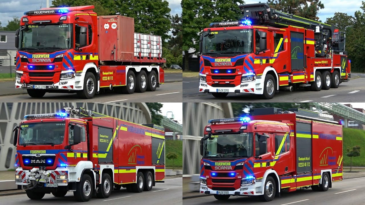 [WERKFEUERWEHR Chemiepark Knapsack] LÖSCHZUG & DOPPEL WLF! | FUHRPARK der WF auf Einsatzfahrt