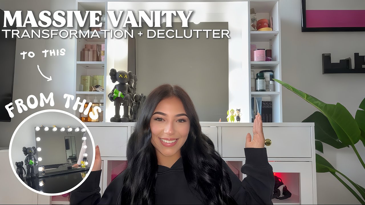 TRANSFORM & DECLUTTER MY VANITY WITH ME | organizing, deep cleaning, & more!