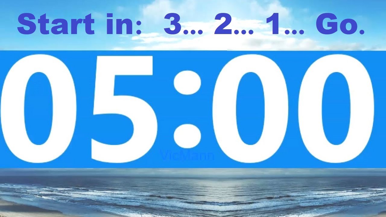 5 Minute Countdown Timer -Beep & Time Remaining at Each Minute * NO ADS DURING TIMER -No Music