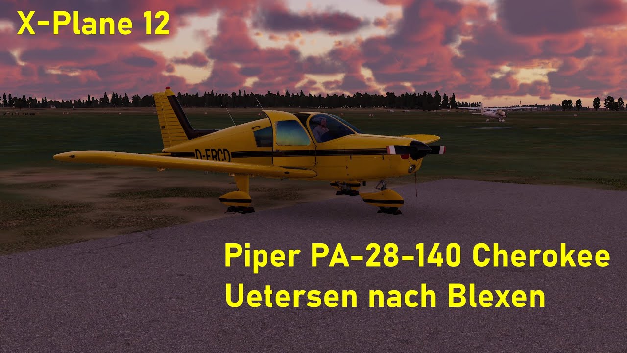 X-Plane 12: Sichtflug von Uetersen nach Nordenham Blexen (nahe Bremerhaven) in Piper Cherokee