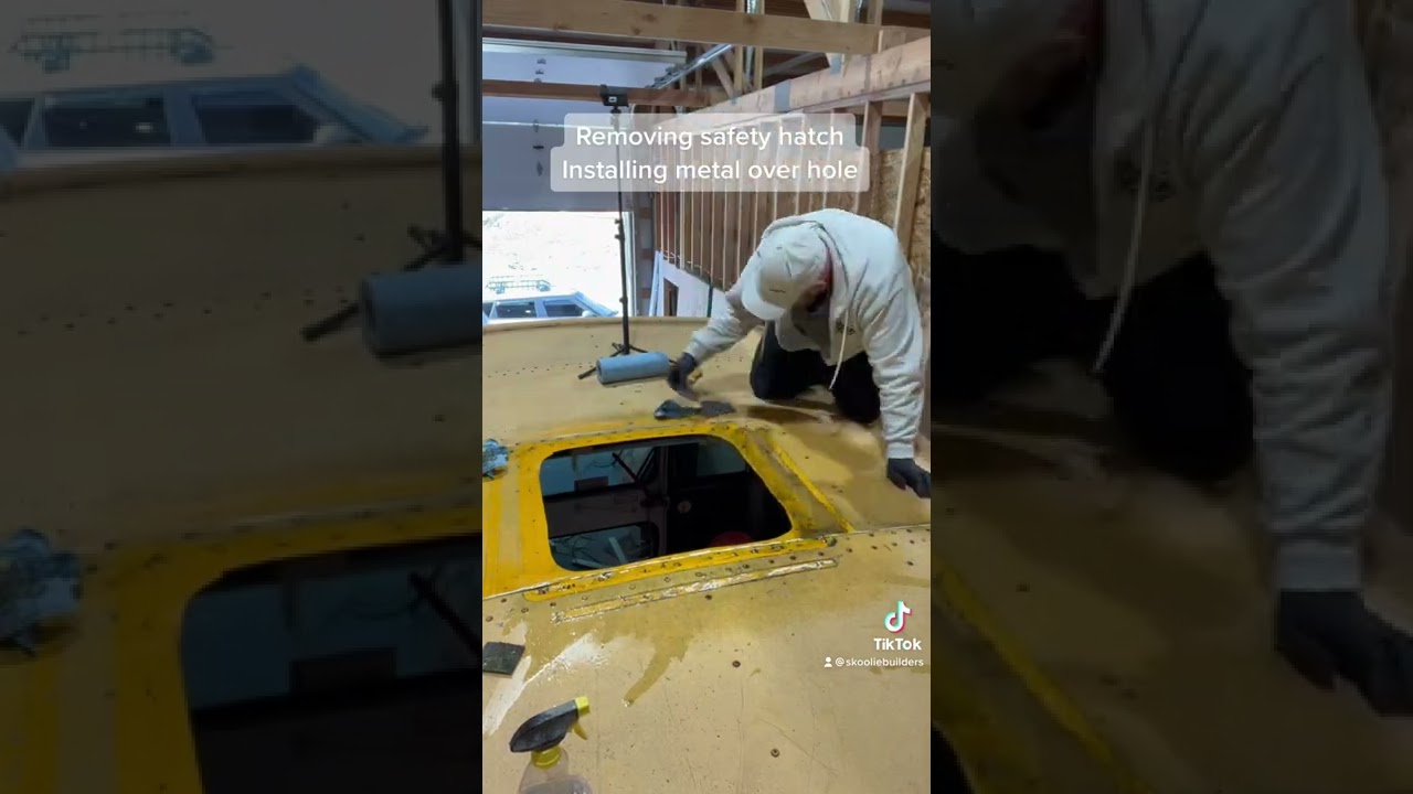 Removing safety hatch from a short bus