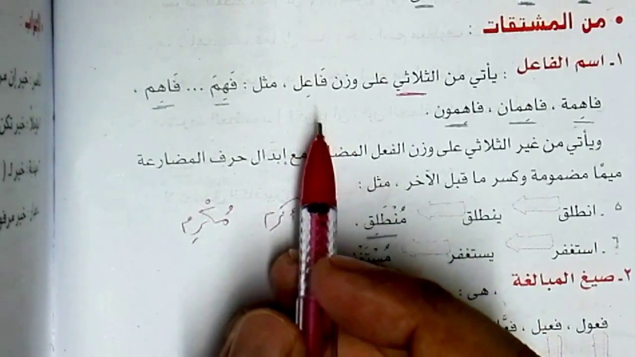 نبذة عن المشتقات اسم الفاعل واسم المفعول وصيغ المبالغة