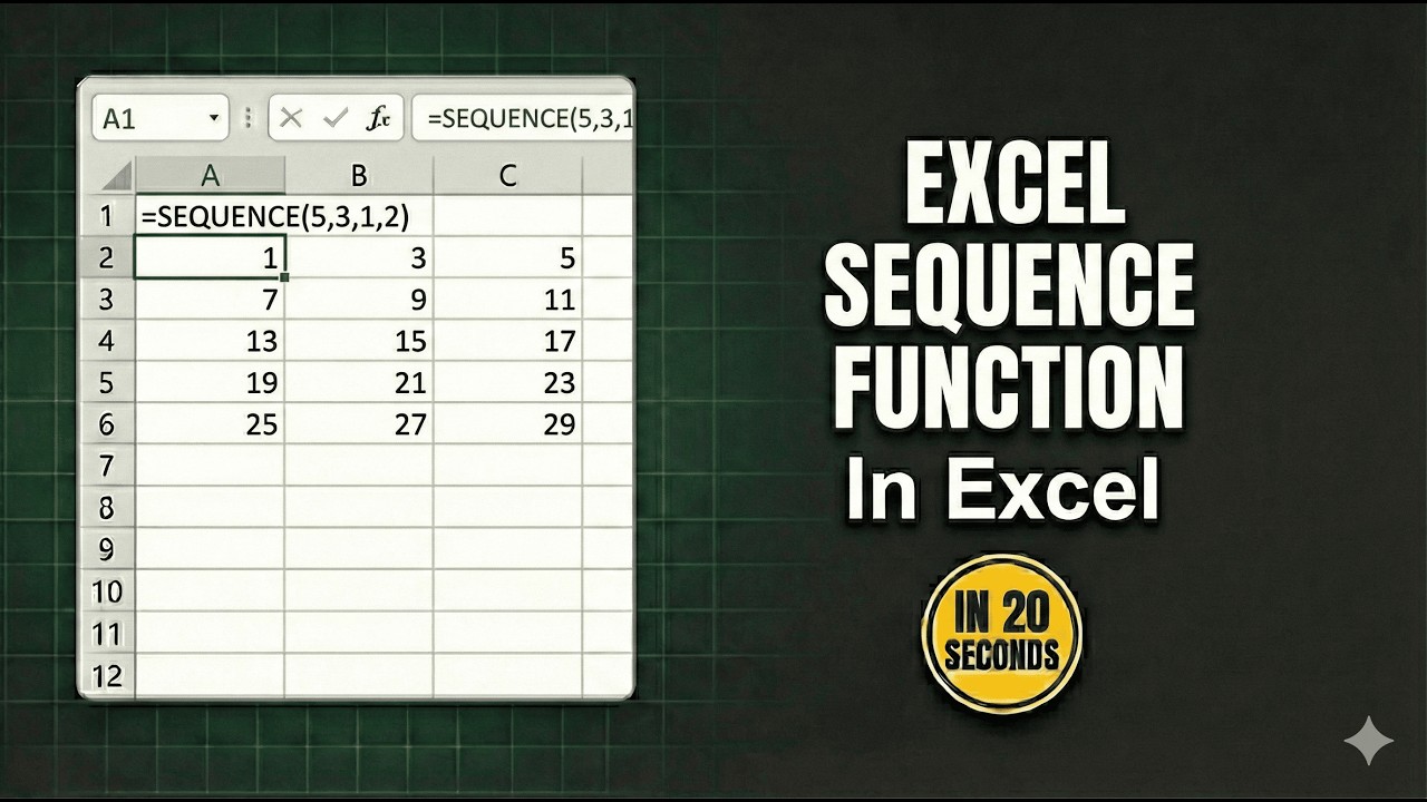 How to Use SEQUENCE Function in Excel | Auto Number Rows Instantly | SEQUENCE Function Tutorial