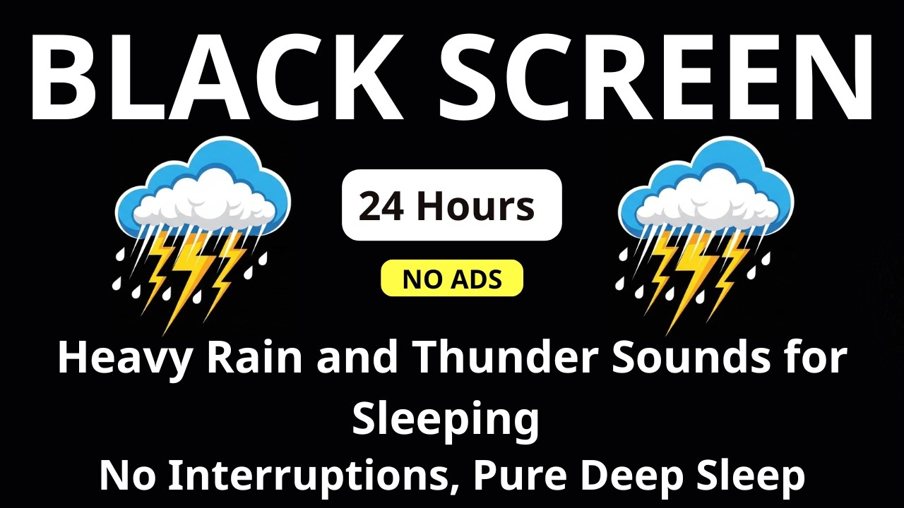 🔴 Heavy Rain and Thunder Sounds for Sleeping – Black Screen | No Interruptions, Pure Deep Sleep