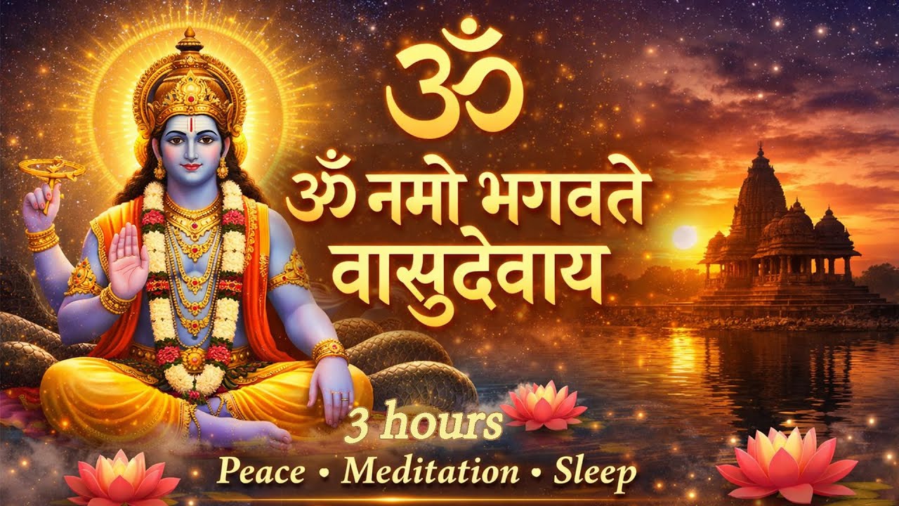 🔱 ॐ नमो भगवते वासुदेवाय 🔱 | 3 Hours Mantra for Peace, Sleep & Meditation