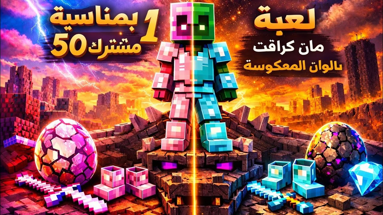 لعبه ماين كرافت بالوان معكوسه بمناسبه ال 50 مشترك 1