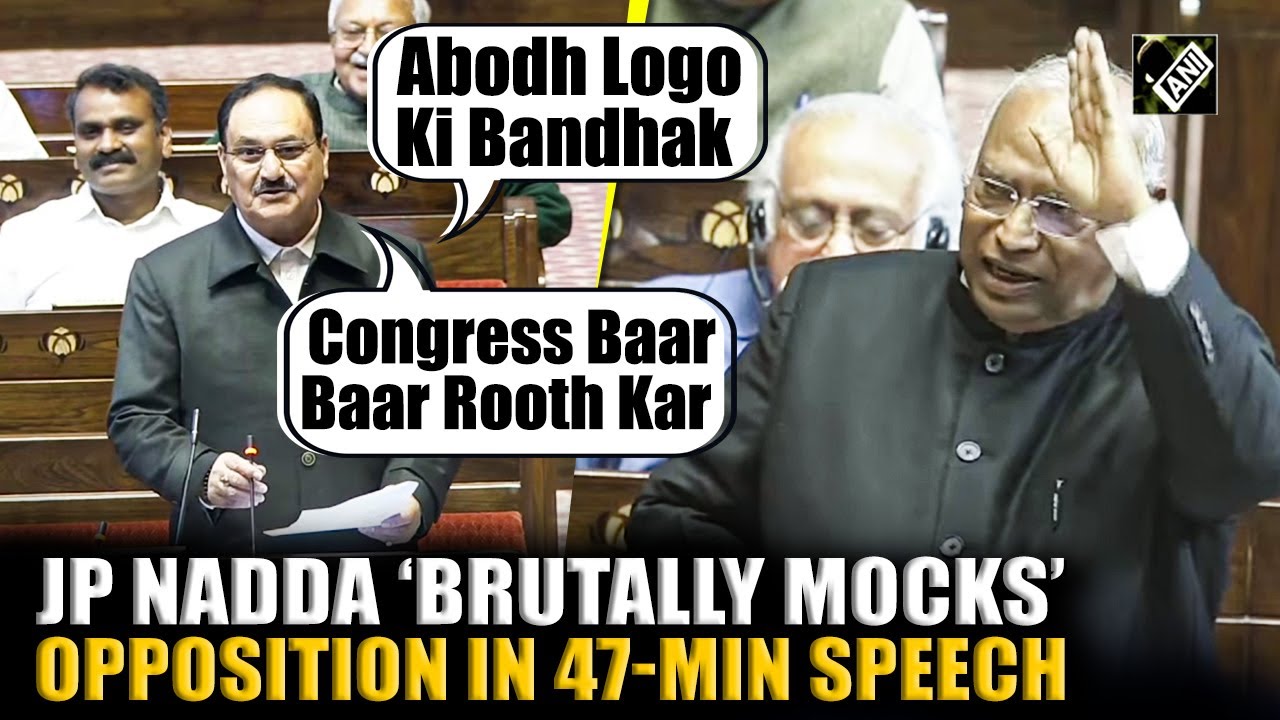 Aapki Party Abodh Logo ki Bandhak…. JP Nadda ‘brutally mocks’ opposition in 47-min speech