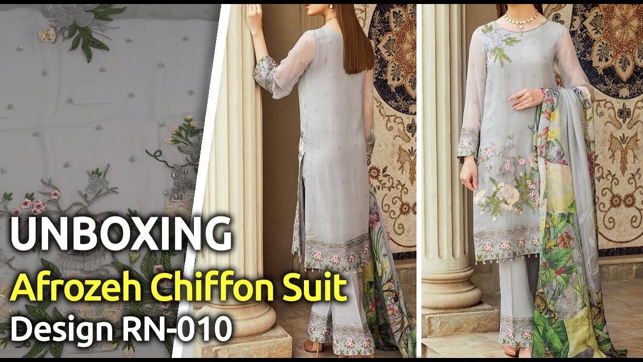New AFROZEH Chiffon Collection Suit 2019 | Unbox | Latest Pakistani Dress Design RN010