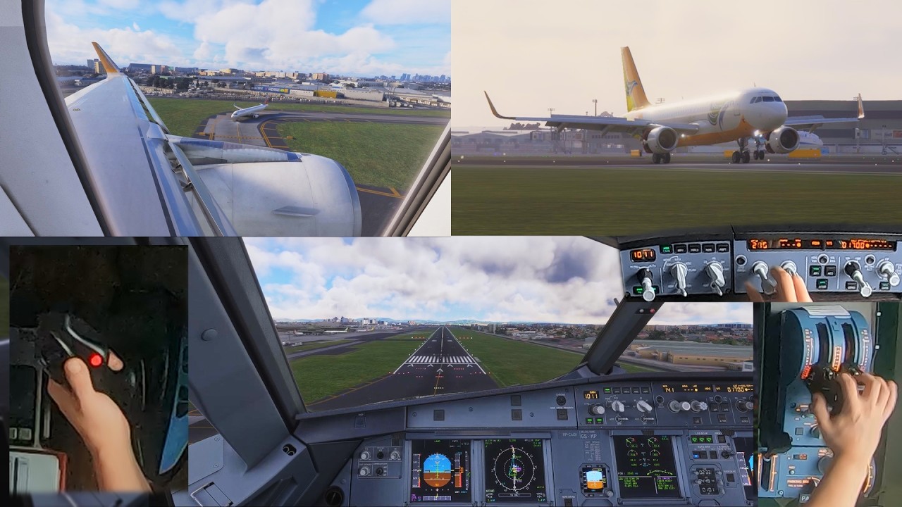 Посадка с разворотом? Съемка с разных ракурсов - A320 | Манила | MS Flight Sim