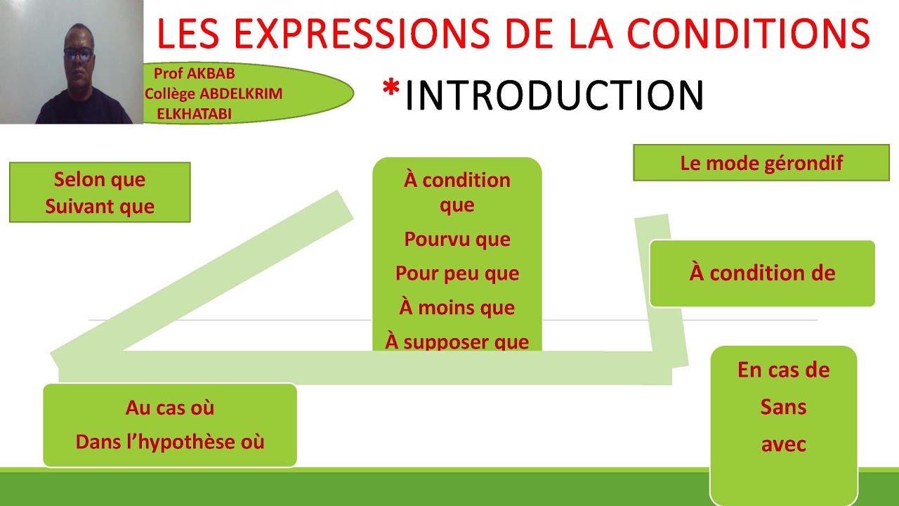 Les expressions de la  condition : introduction -leçons 1/5  -  Prof AKBAB