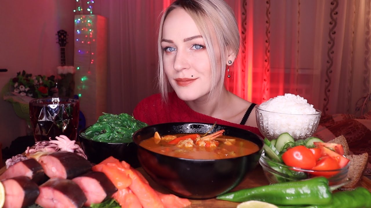 MUKBANG | морепродукты, том ям | seafood, tom yum не ASMR