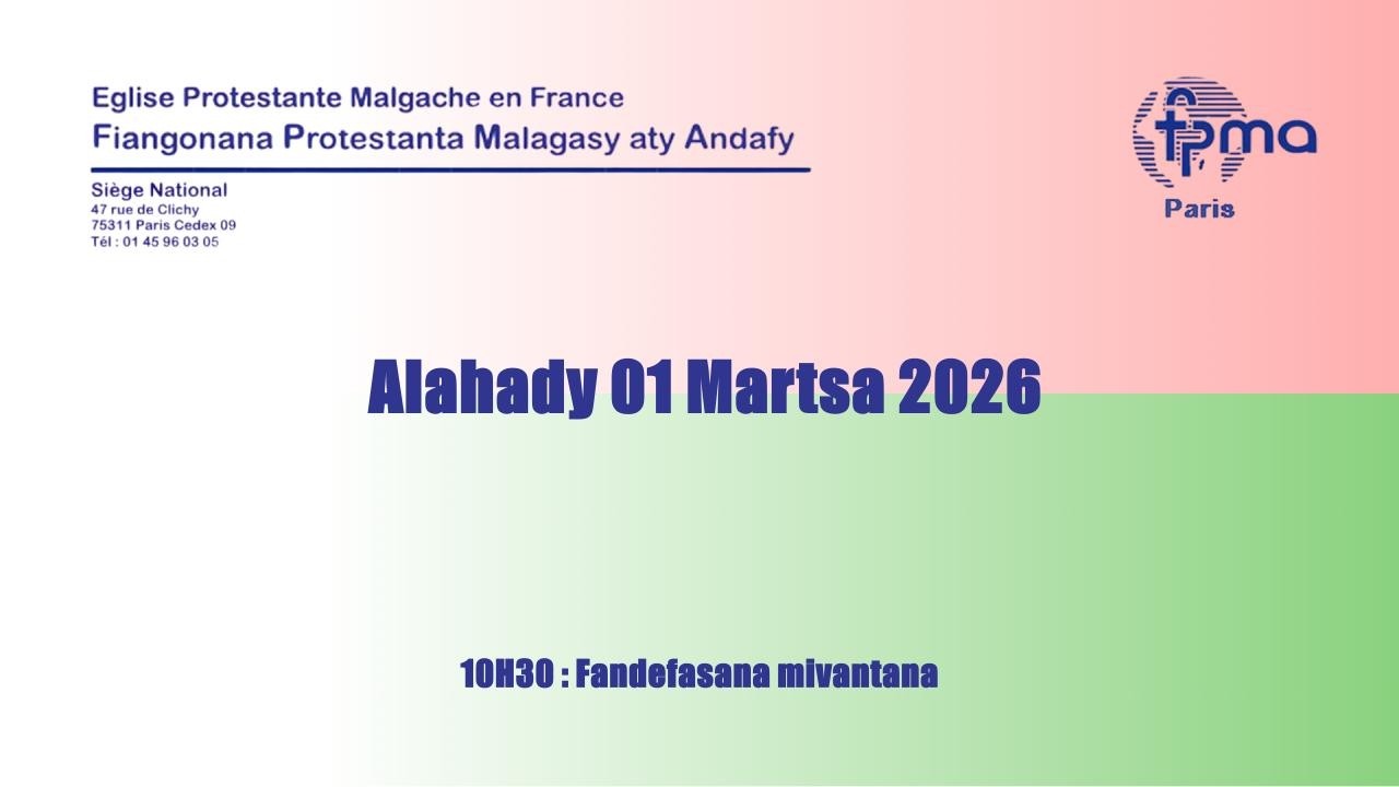 [ Fanompoam-pivavahana ] Alahady 01 Martsa 2026