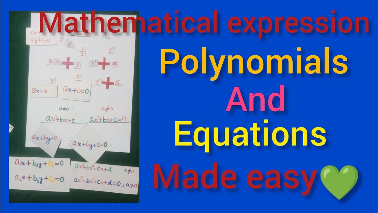 📌 Mathematical Expressions, Polynomials and Equations | Class 8–10 Maths Basics | Easy Explanation💚 