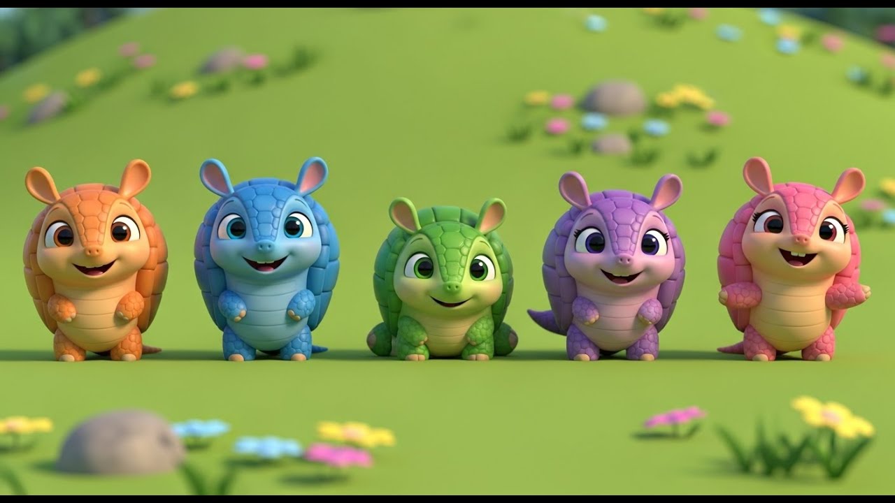 Five Little Armadillos Roll Roll Roll | Nursery Rhymes for Kids