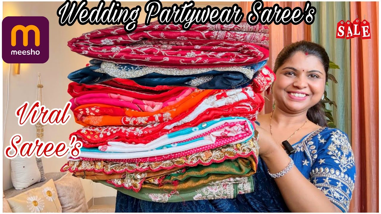MEESHO🥰Wedding Special Handwork Saree Haul|Instagram Viral Handwork Saree collection#meesho