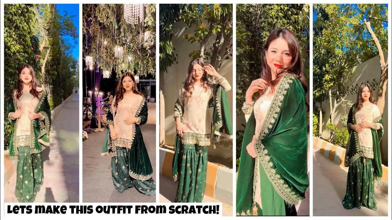 Outfit From Scratch 👗| Day Nikkah Outfit Inspiration | Gharara Dress | Dress Designing | Royal