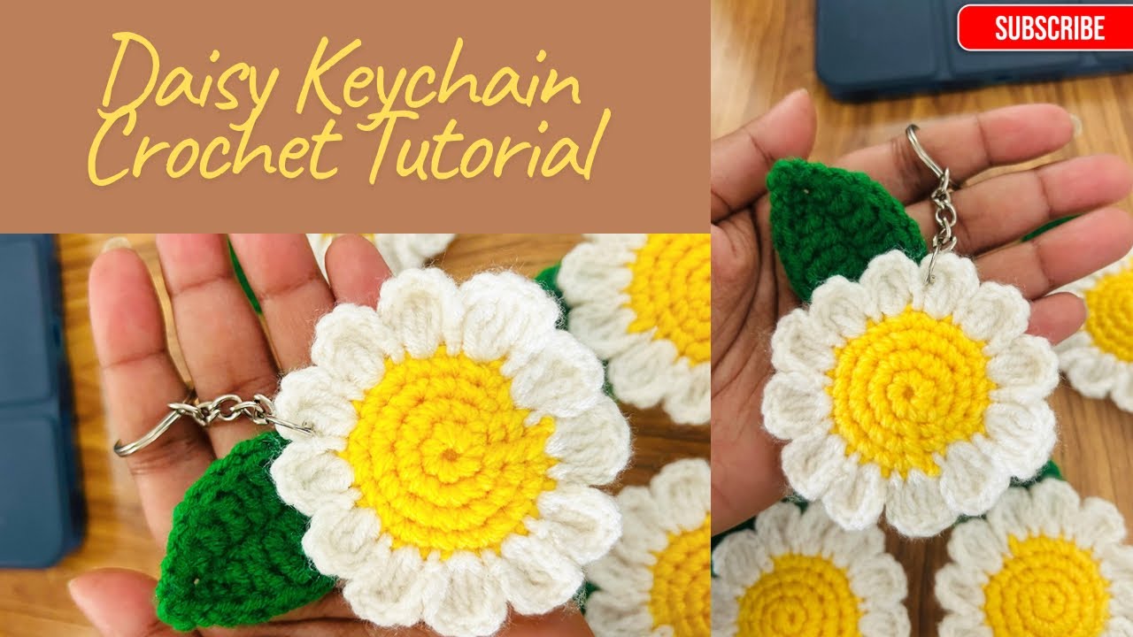 Easy Daisy Flower Keychain Crochet | Beginner Friendly Tutorial🌼