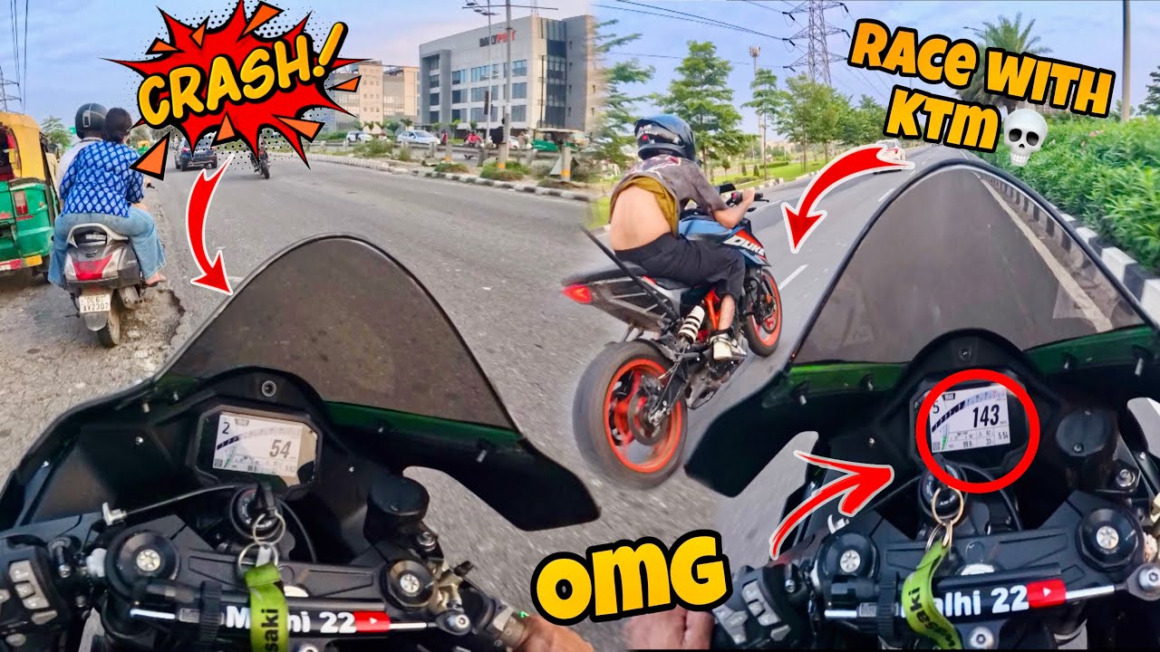 Hyper ride with ktm 390 😱 Ajj toh Zx10r crash 💥 hote bal bal bachi ||😳😳