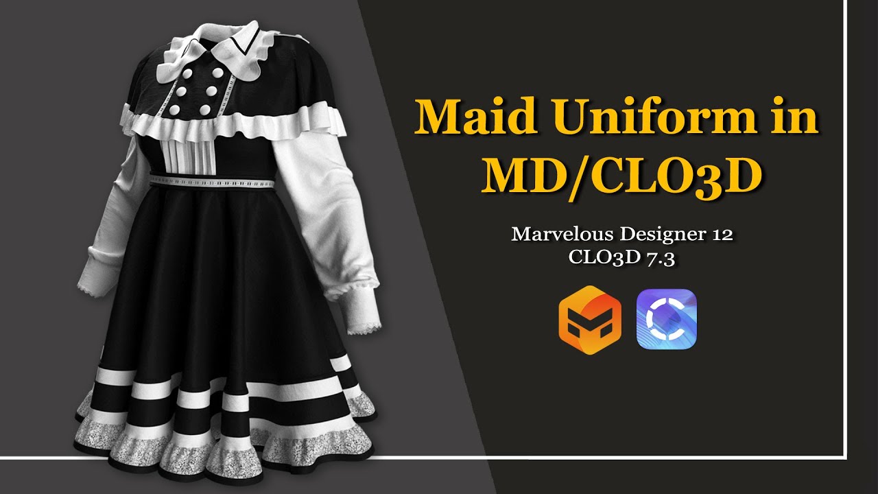 maid uniform Timelapse in marvelous designer and clo3d