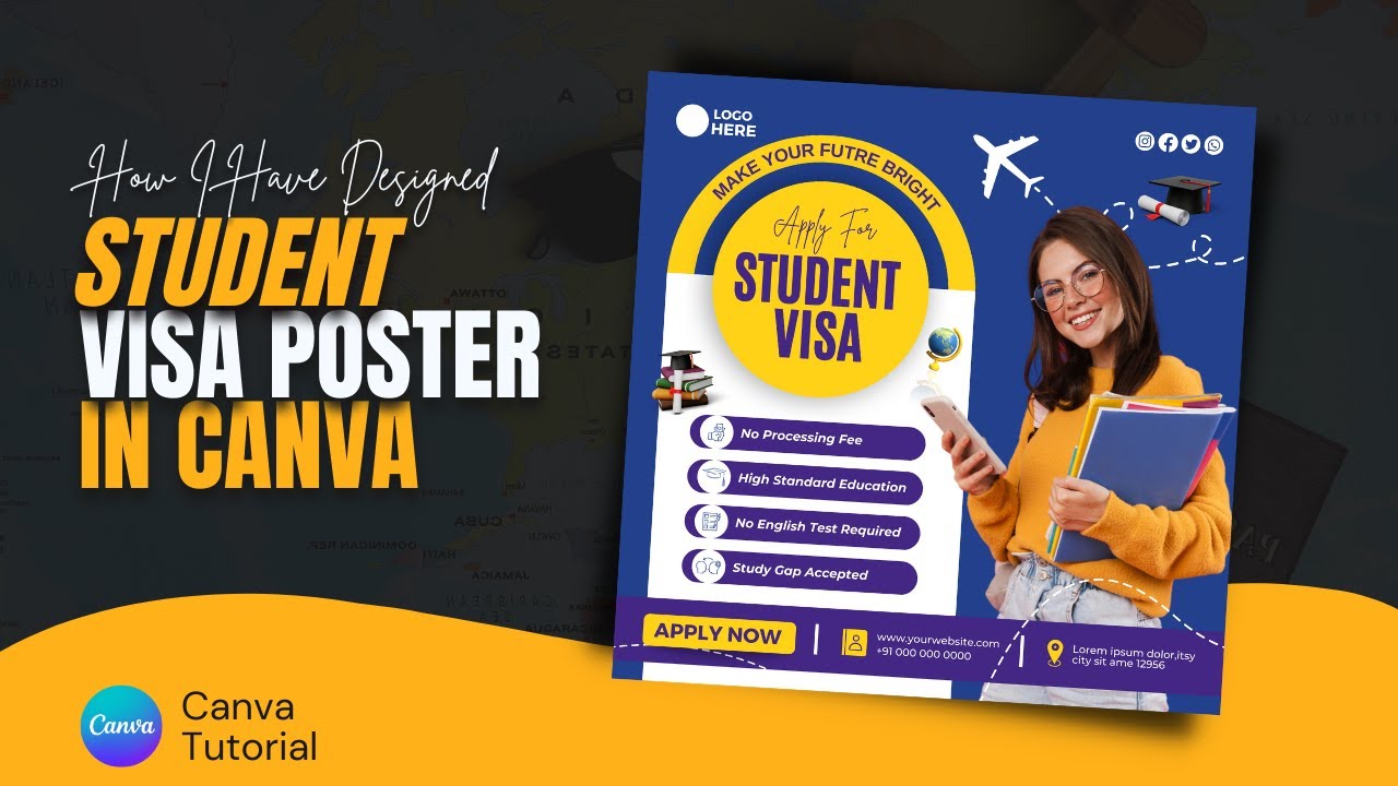 How I have Designed STUDENT VISA Poster Using Canva | Flyer Design || Rajesh