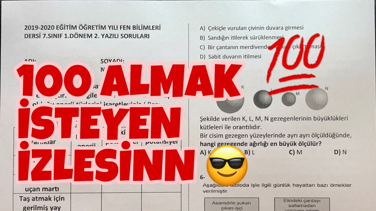 7.SINIF FEN BiLiMLERi 1.DÖNEM 2.YAZILI