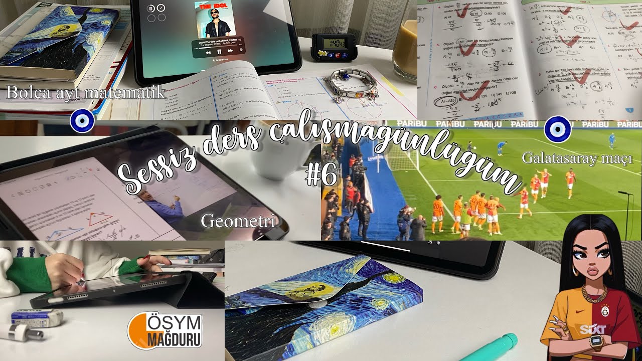 Sessiz ders çalışma günlüğüm 6 |  geometri, ayt matematik, galatasaray maçı 🦁 #studymotivation #yks