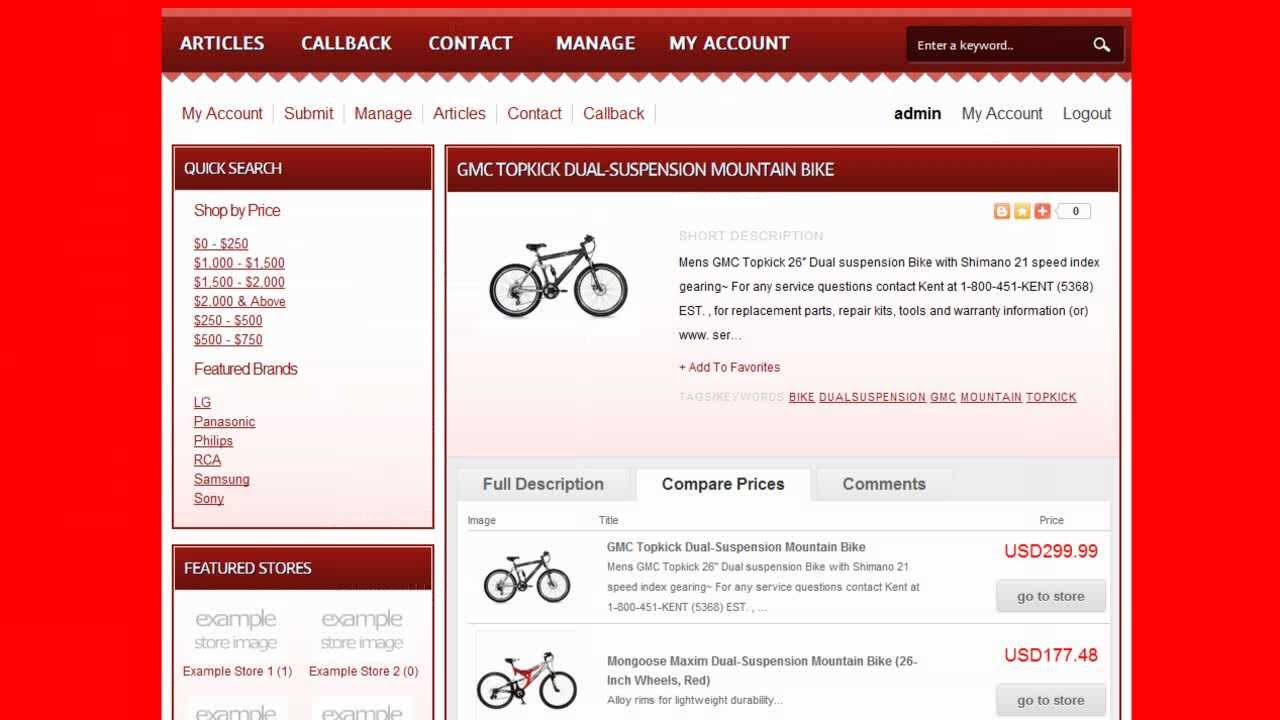 Price Comparison Script - WordPress Theme