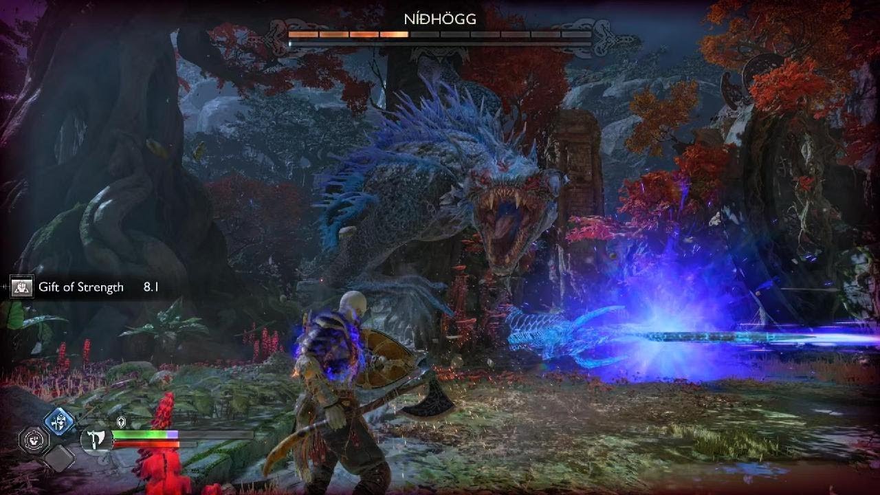 God of War Ragnarök fighting nihogg