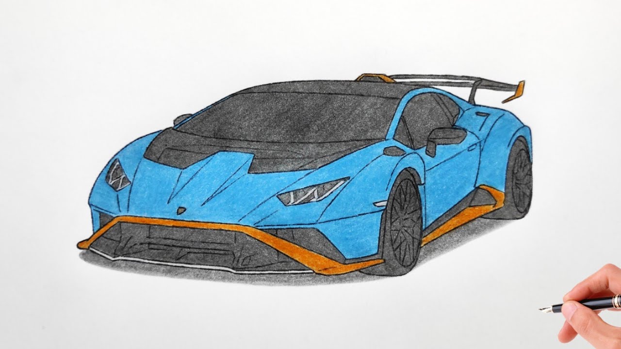 How to draw a LAMBORGHINI HURACAN STO 2020 / drawing lambo huracan 2021 sports car